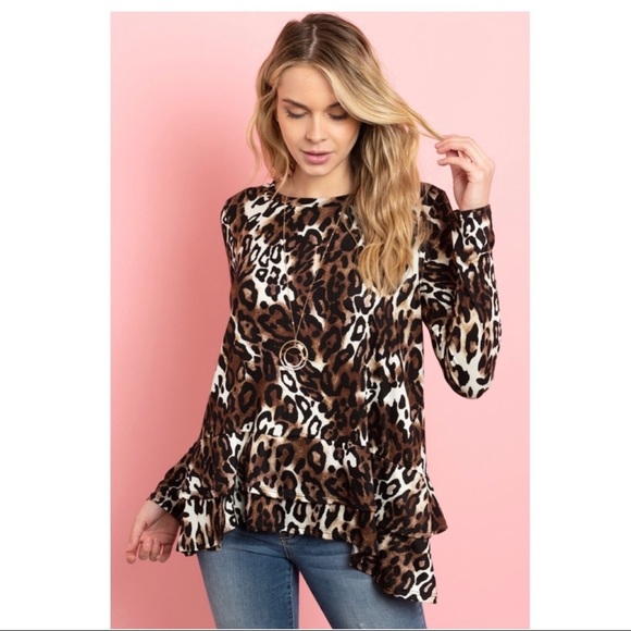 📂NEW Top Animal Print Crew neck L/S with 2 tiers - Picture 4 of 9